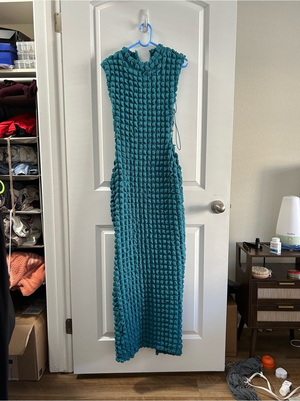 Fashion nova Textured Teal Knit Sleeveless Maxi Dress
